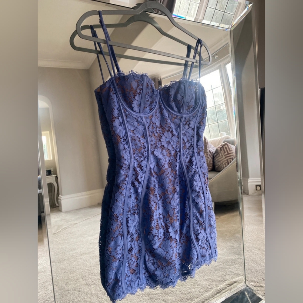 House of cb Lala lilac lavender lace mini dress